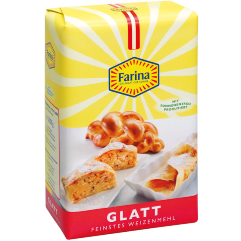 Farina Weizenmehl glatt Type 480 2,5 kg Helles Haushaltsmehl für Kuchen und Gebäck